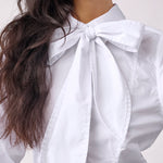 PoppyCC Peplum Tie Shirt - White - Co'couture