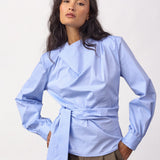 GaianCC LS Tie Blouse - Pale Blue - Co'couture