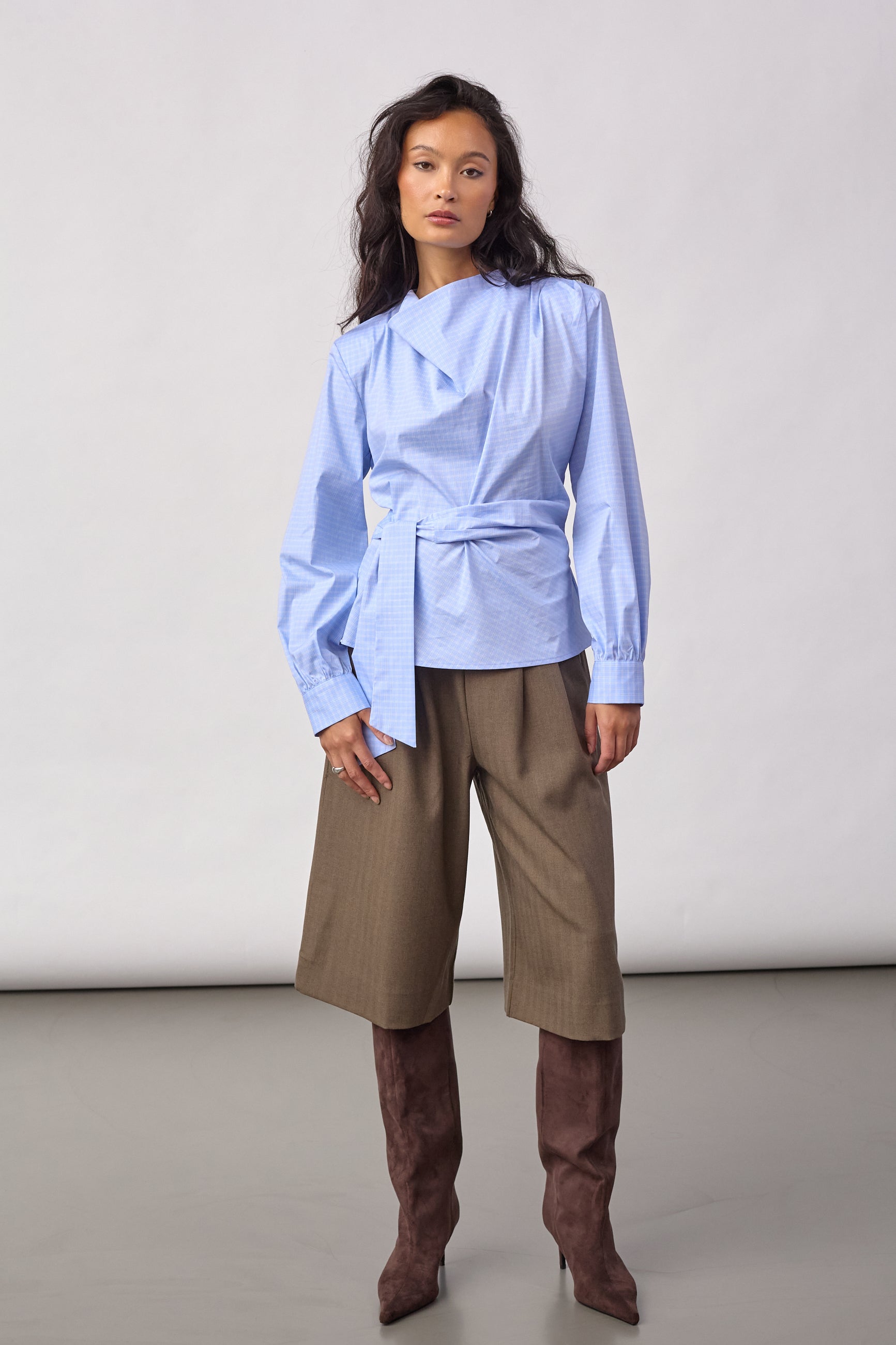 GaianCC LS Tie Blouse - Pale Blue - Co'couture