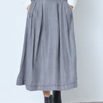 AnyaCC Denim Pleat Skirt - Mid Grey - Co'couture