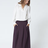 AnyaCC Trinny Pleat Skirt - Plum - Co'couture