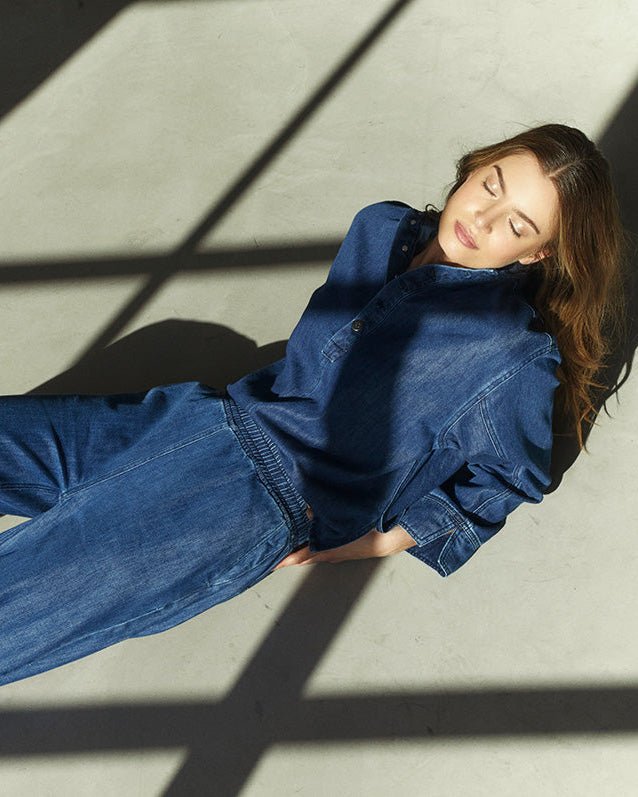 AzminaCC Denim Placket Blouse - Denim blue - Co'couture