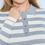 BonnyCC Stripe L/S Polo Knit - Light Grey - Co'couture