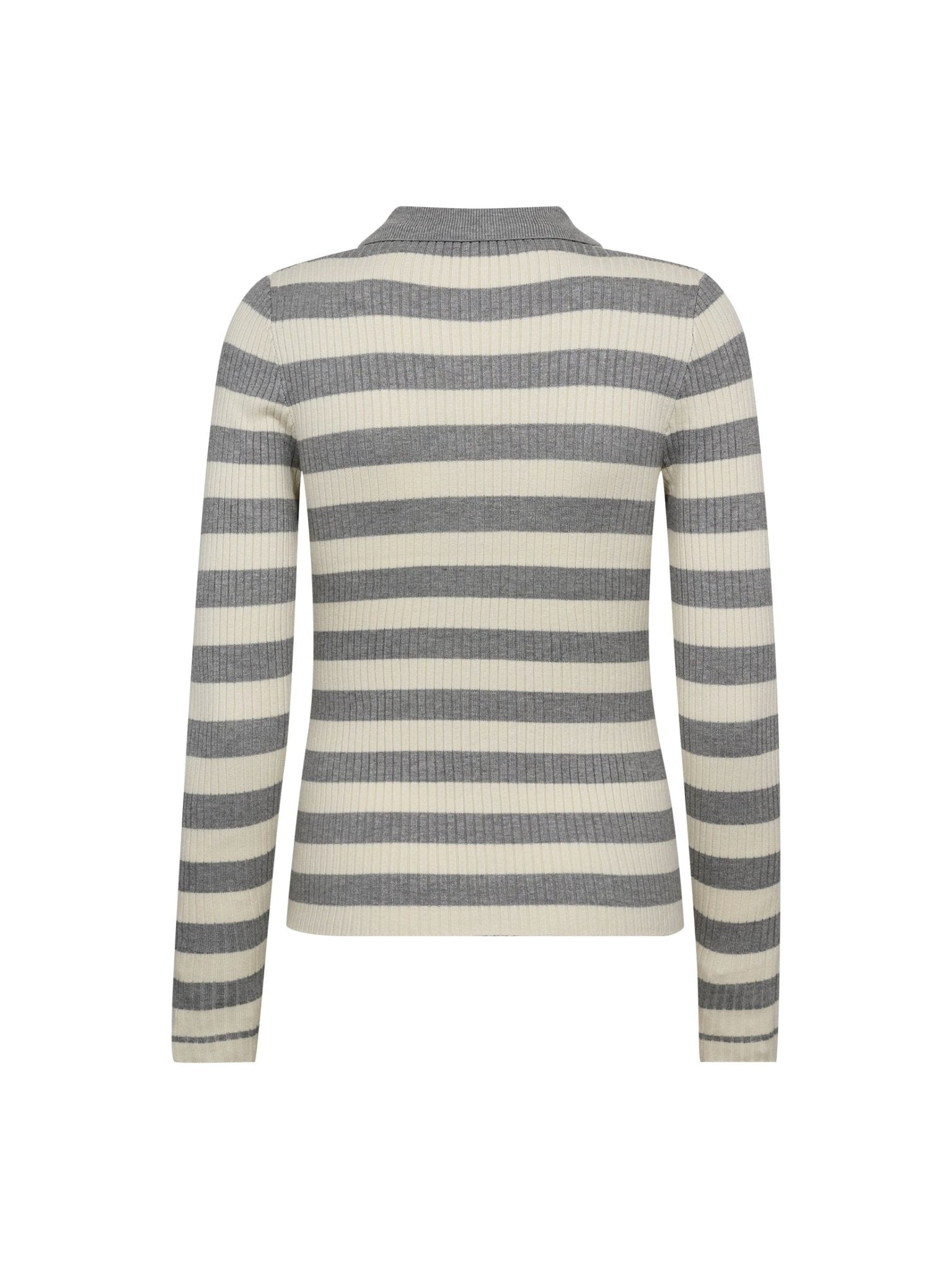 BonnyCC Stripe L/S Polo Knit - Light Grey - Co'couture