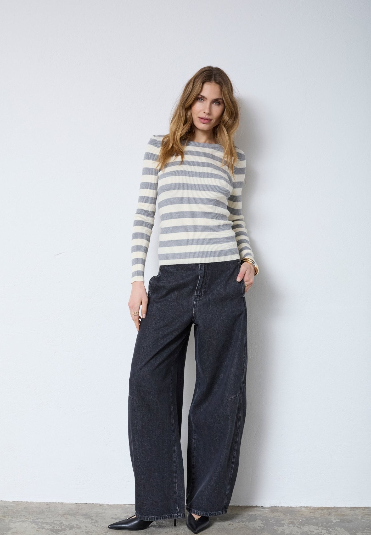 BonnyCC Stripe O - Knit - Light Grey - Co'couture