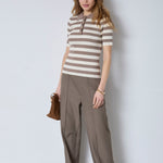 BonnyCC Stripe S/S Polo Knit - Walnut - Co'couture