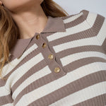 BonnyCC Stripe S/S Polo Knit - Walnut - Co'couture