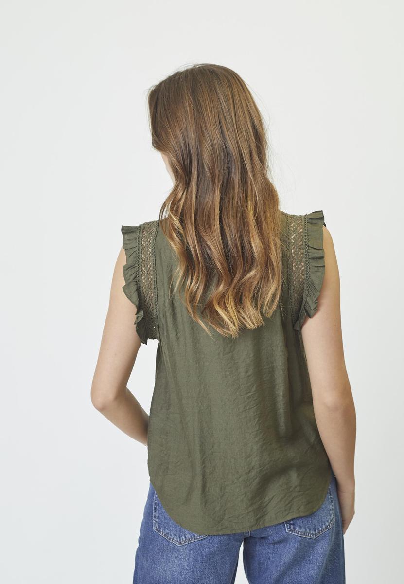 CarynCC Frill Top - Army - Co'couture
