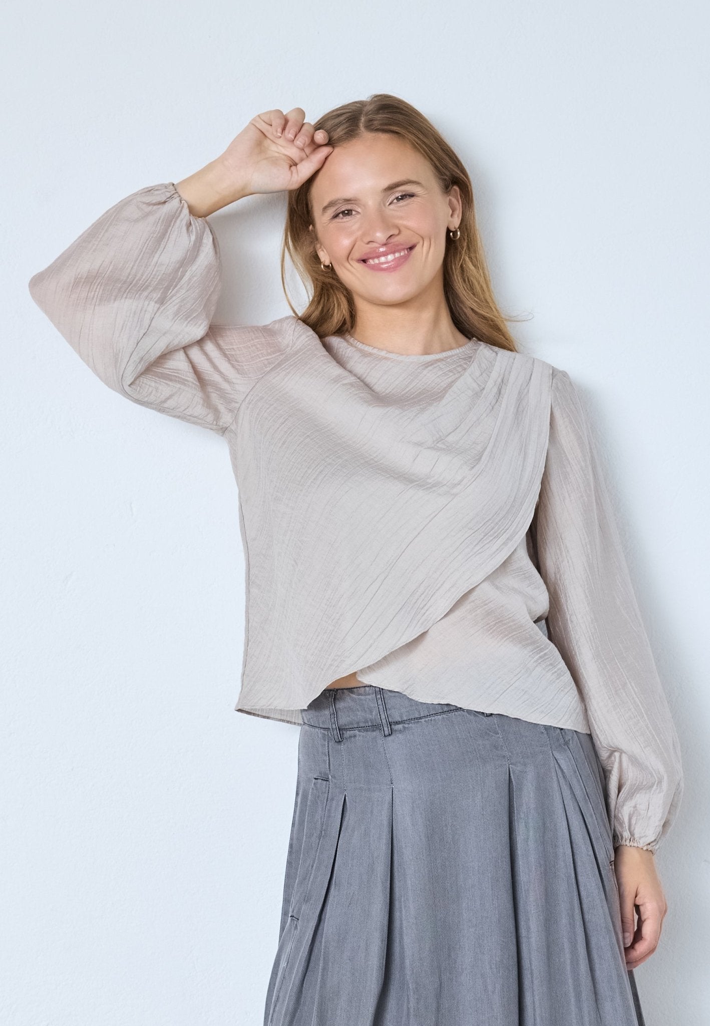 ConnyCC Drape Blouse - Mink - Co'couture