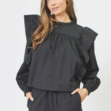 CottonCC Crisp Frill Blouse - Black - Co'couture