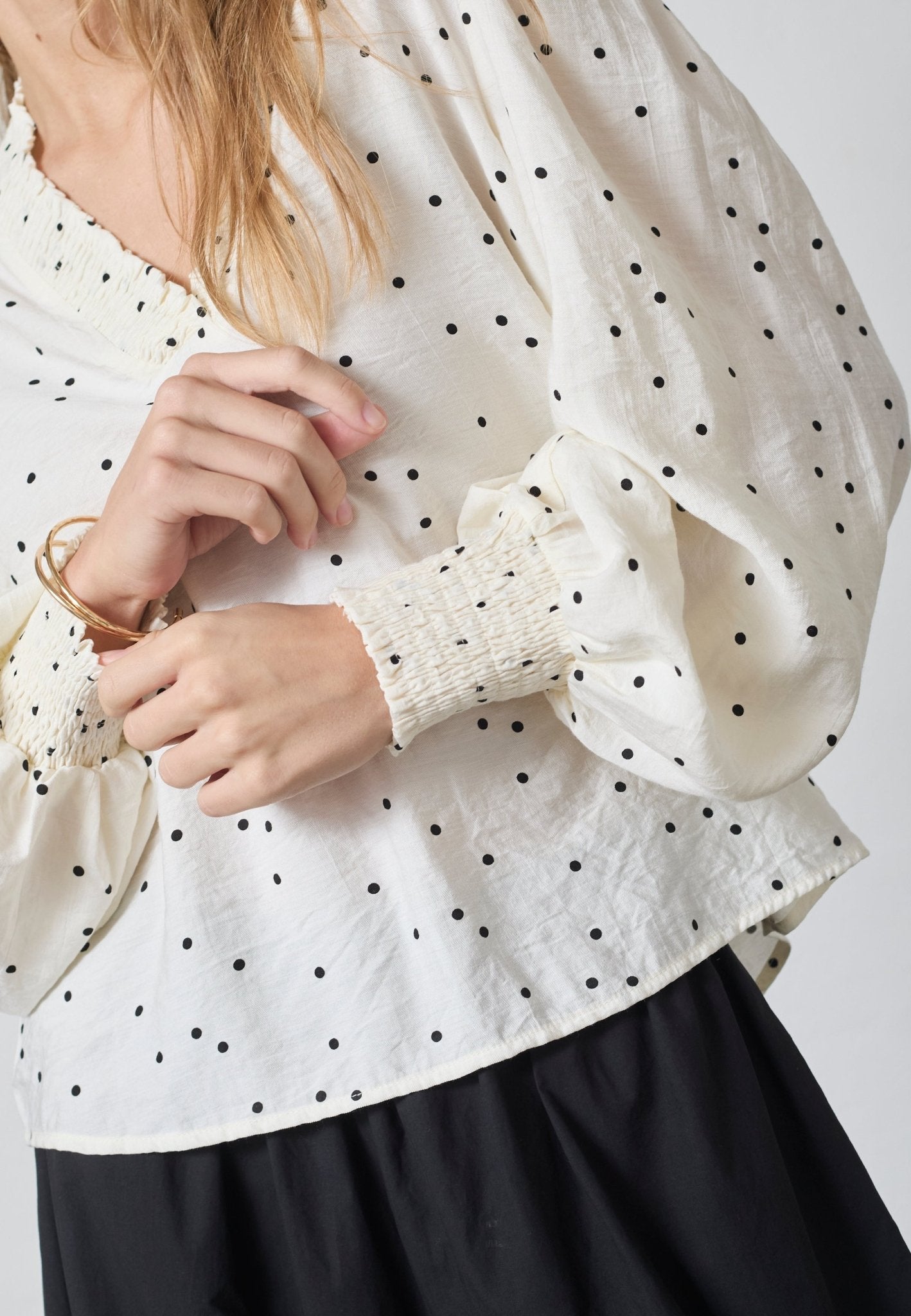 DiemCC Dot V - Blouse - OffWhite - Black - Co'couture