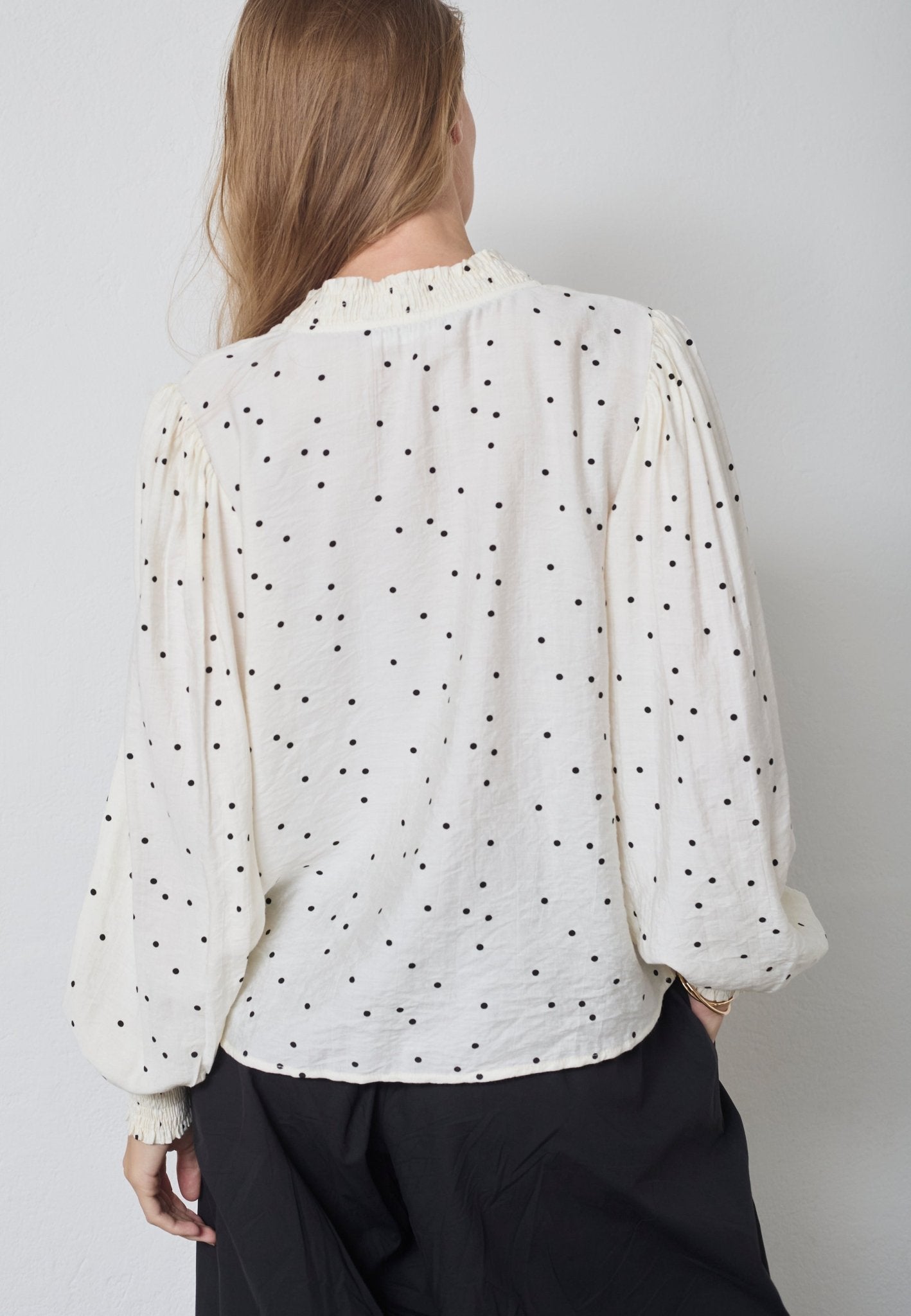 DiemCC Dot V - Blouse - OffWhite - Black - Co'couture
