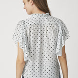 DionneCC Dot SS Frill Top - Pale Blue - Co'couture