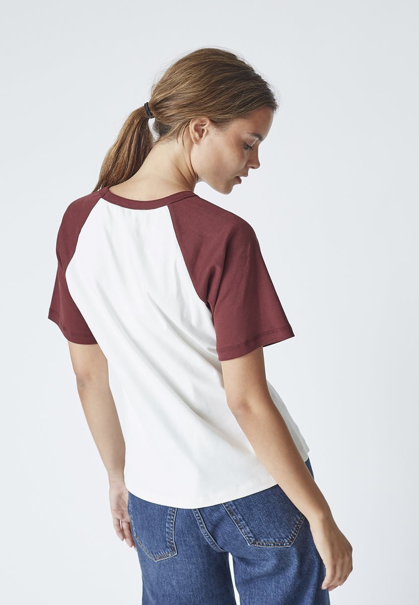 EdgeCC Block Tee - OffWhite WineRed - Co'couture
