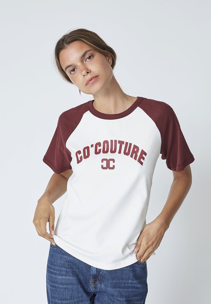 EdgeCC Block Tee - OffWhite WineRed - Co'couture