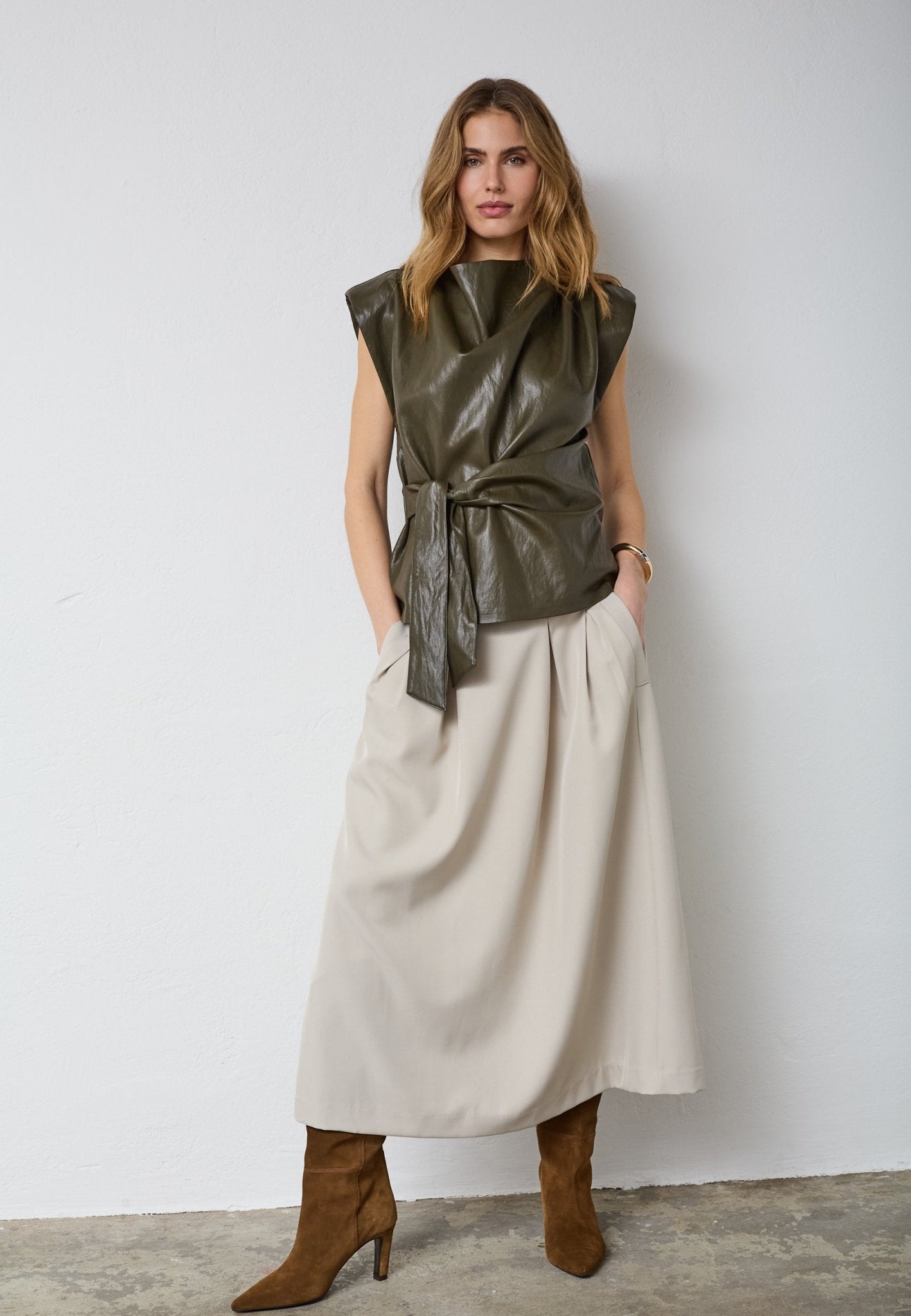 GittCC Pleat Top - Army - Co'couture