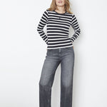 GrannyCC Rib Emb LS Blouse - OffWhite - Black - Co'couture