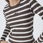 GrannyCC Rib Emb LS Blouse - OffWhite/DarkBrown - Co'couture