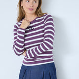 GrannyCC Rib Emb LS Blouse - OffWhite/Plum - Co'couture