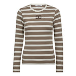 GrannyCC Rib Emb LS Blouse - OffWhite/Walnut - Co'couture