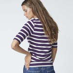 GrannyCC Rib Emb SS T-shirt - OffWhite/Plum - Co'couture