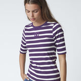 GrannyCC Rib Emb SS T-shirt - OffWhite/Plum - Co'couture
