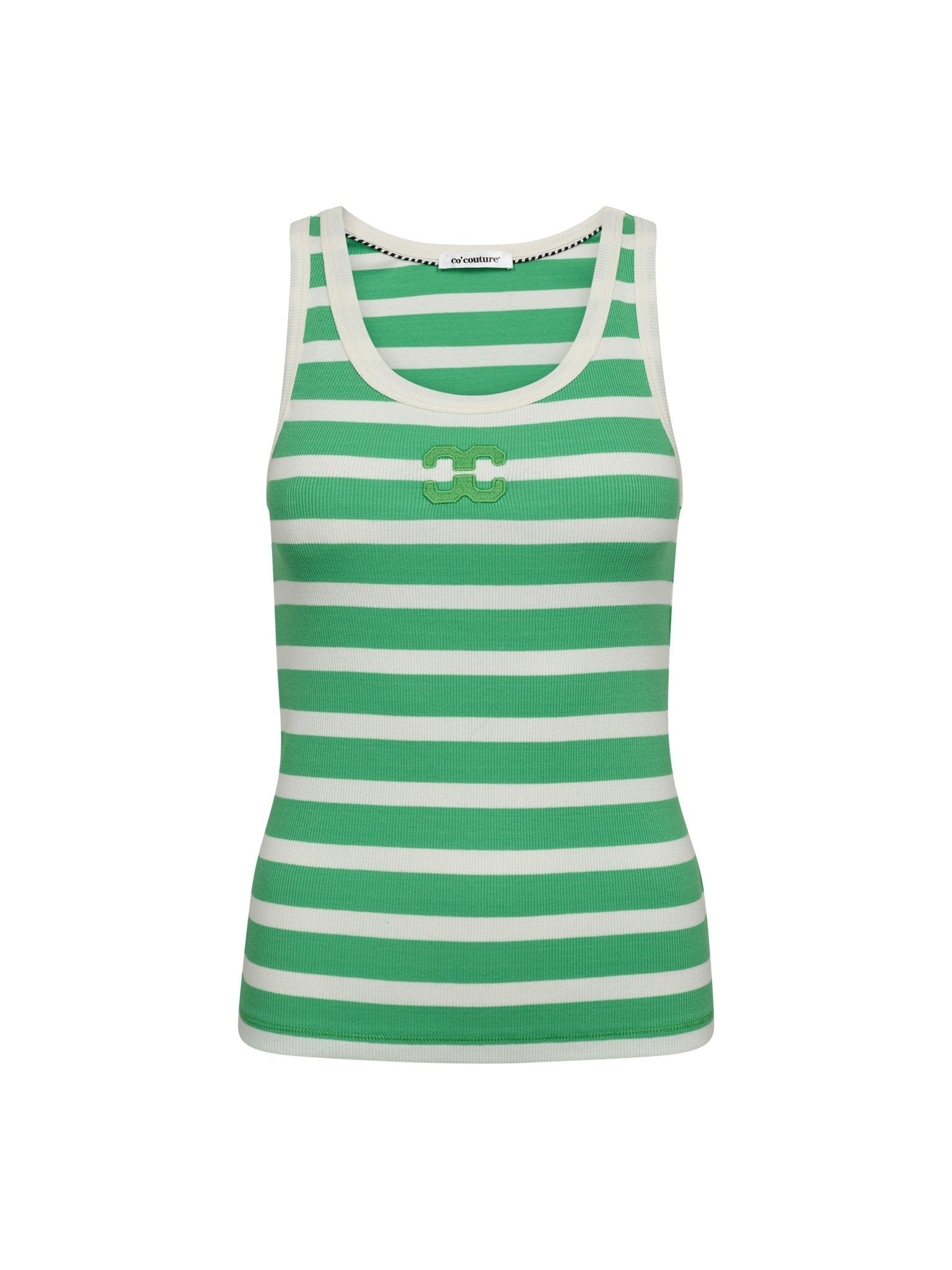 GrannyCC Rib Emb. Tank Top - Off - White Green - Co'couture