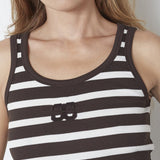 GrannyCC Rib Emb. Tank Top - OffWhite/DarkBrown - Co'couture