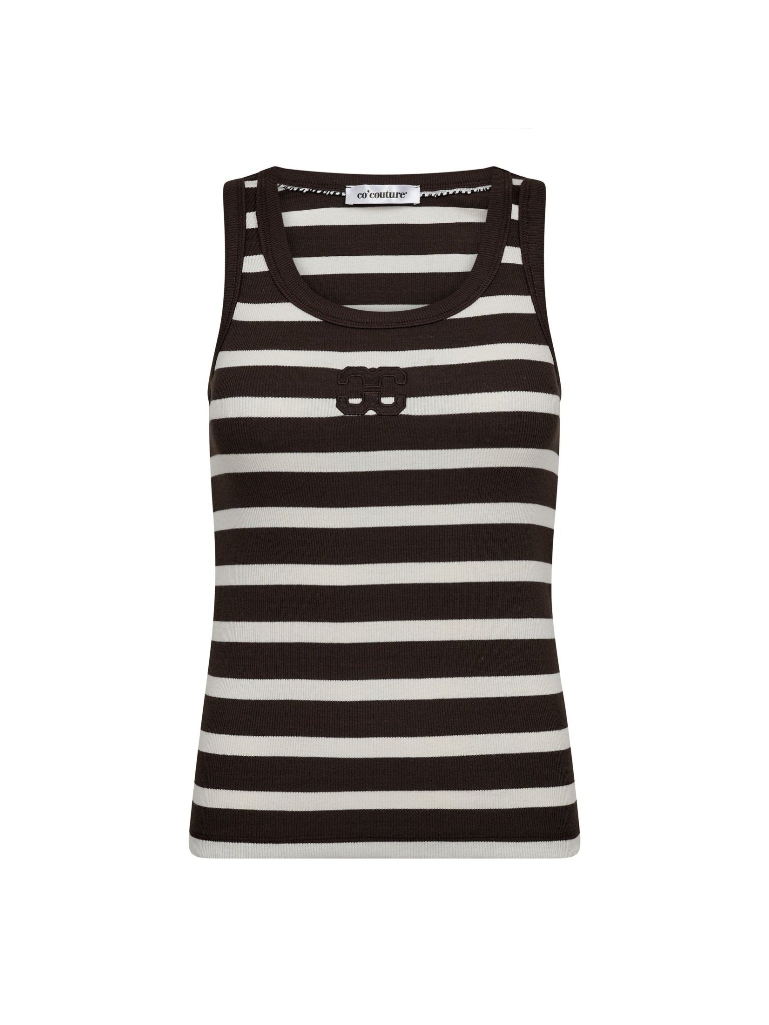 GrannyCC Rib Emb. Tank Top - OffWhite/DarkBrown - Co'couture