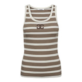 GrannyCC Rib Emb. Tank Top - OffWhite/Walnut - Co'couture