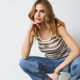 GrannyCC Rib Emb. Tank Top - OffWhite/Walnut - Co'couture