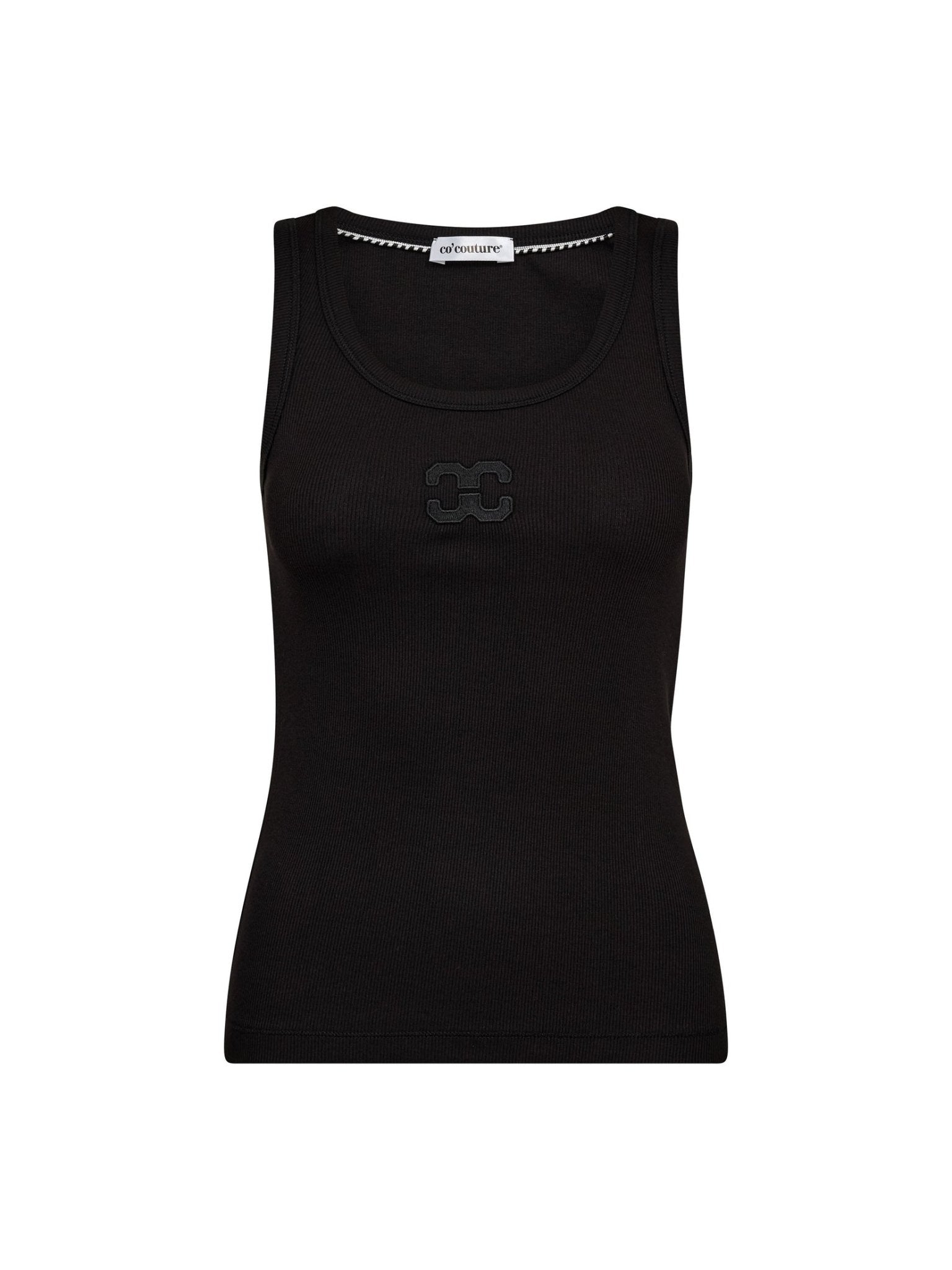 GrannyCC Rib Solid Emb Tank - Black - Co'couture