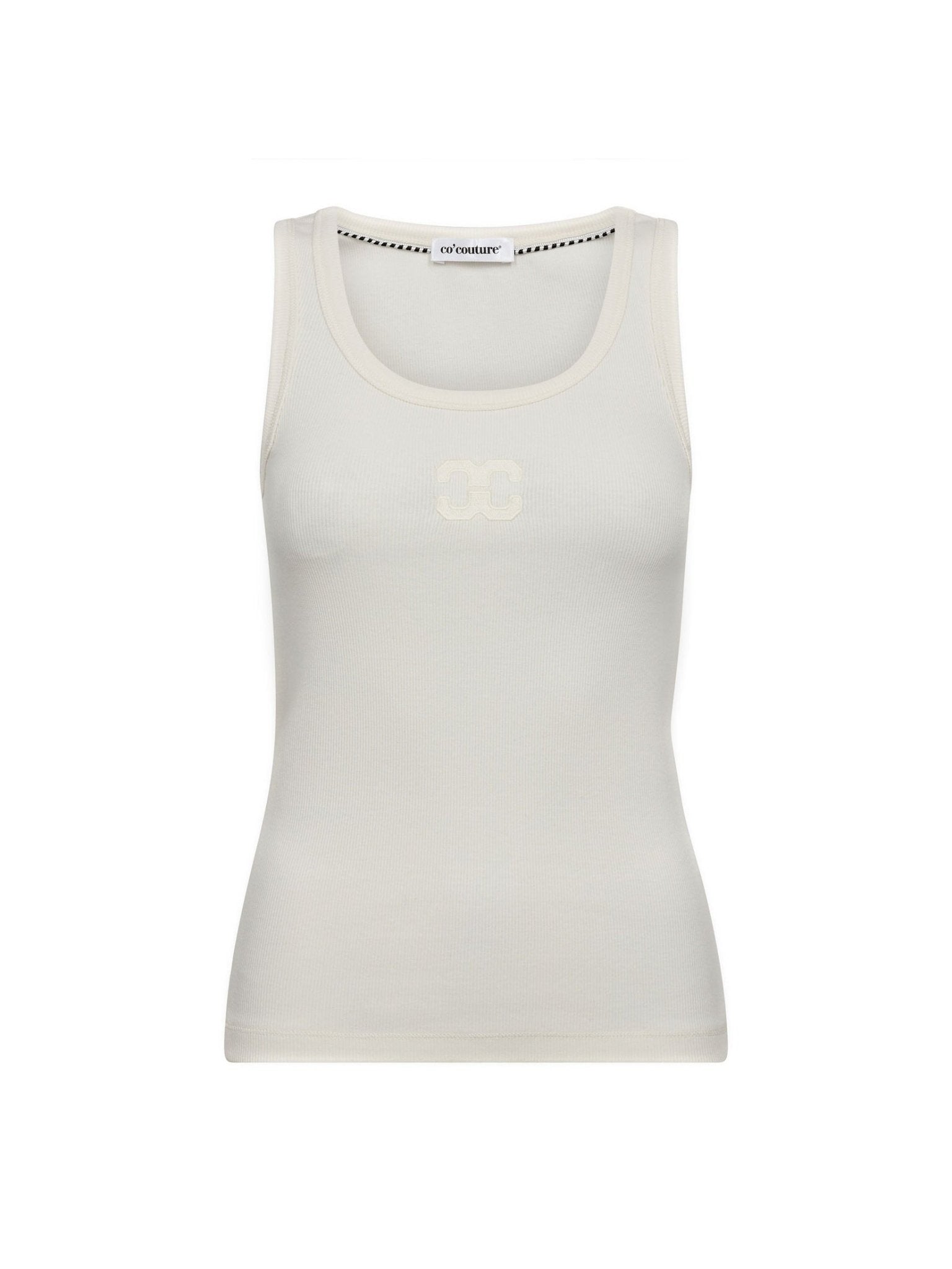GrannyCC Rib Solid Emb Tank - White - Co'couture