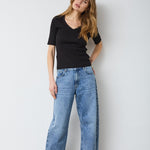 GrannyCC Rib SS V - Tee - Black - Co'couture