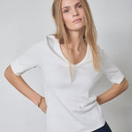 GrannyCC Rib SS V - Tee - Off white - Co'couture