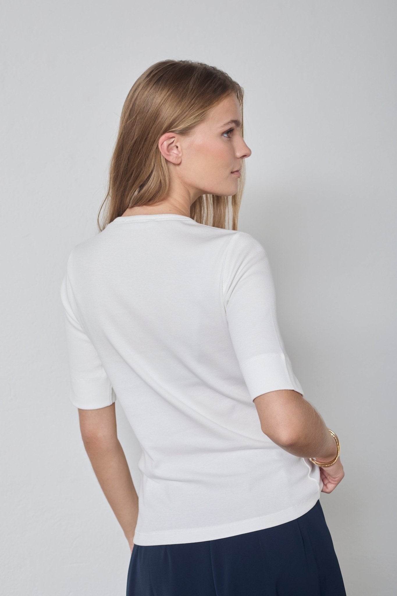 GrannyCC Rib SS V - Tee - Off white - Co'couture