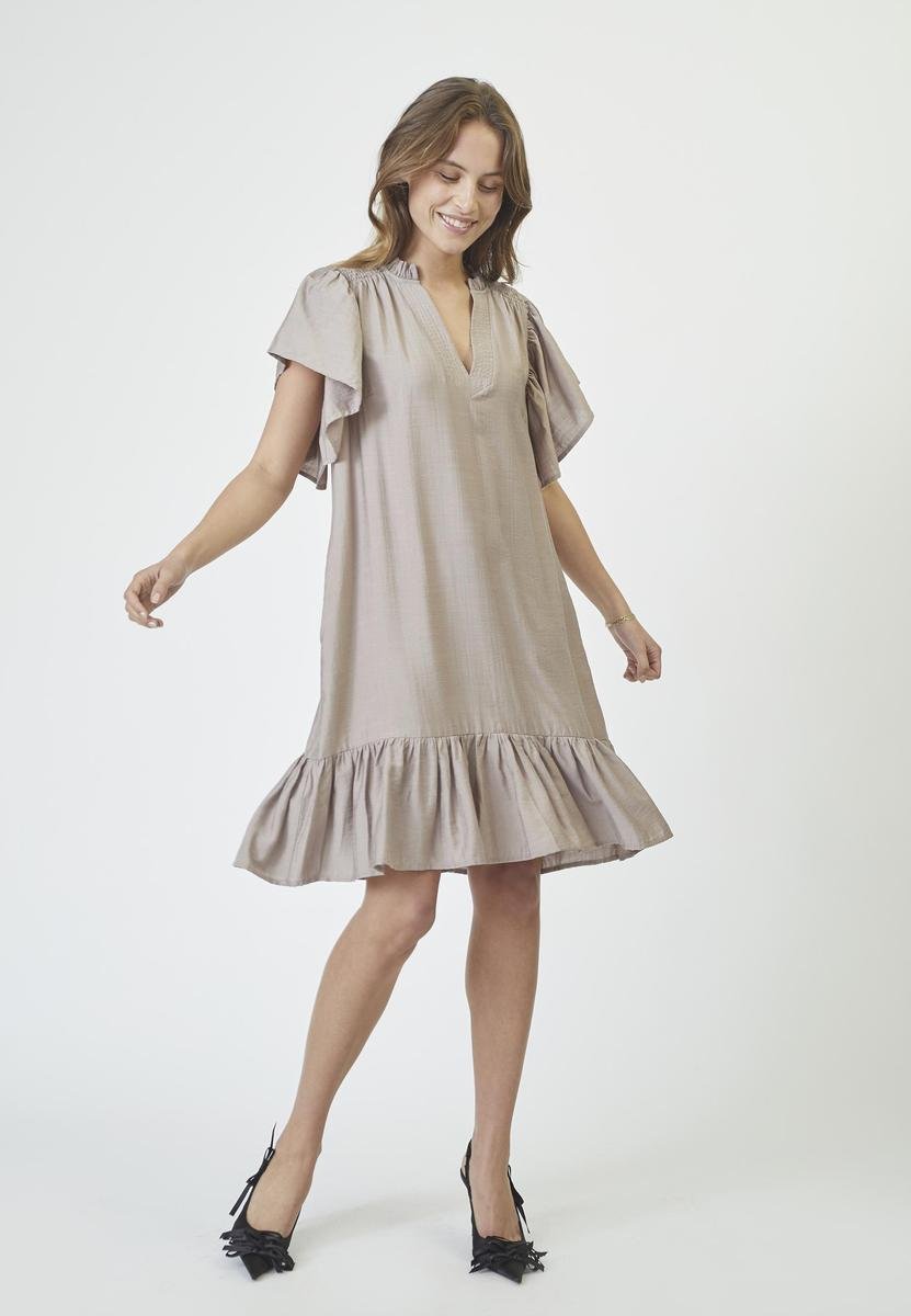 HeraCC Crop SS Frill Dress - Walnut - Co'couture