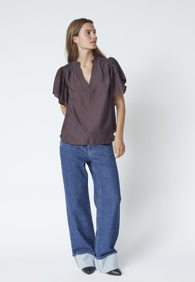 HeraCC SS Frill Top - Mocca - Co'couture