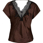 IdunCC Lace SS Blouse - Dark Brown - Co'couture