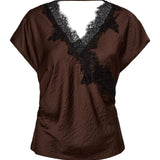 IdunCC Lace SS Blouse - Dark Brown - Co'couture