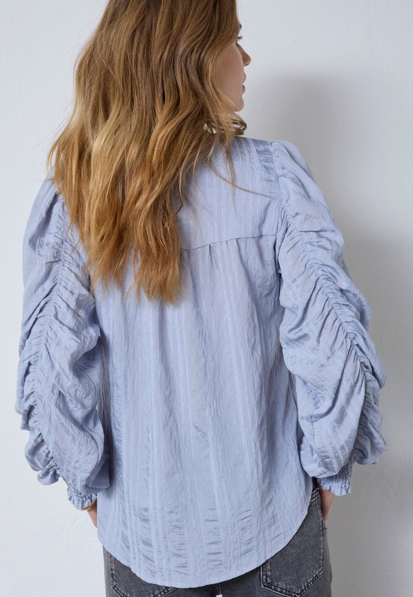 KesiCC Drape Sleeve Blouse - Pale Blue - Co'couture