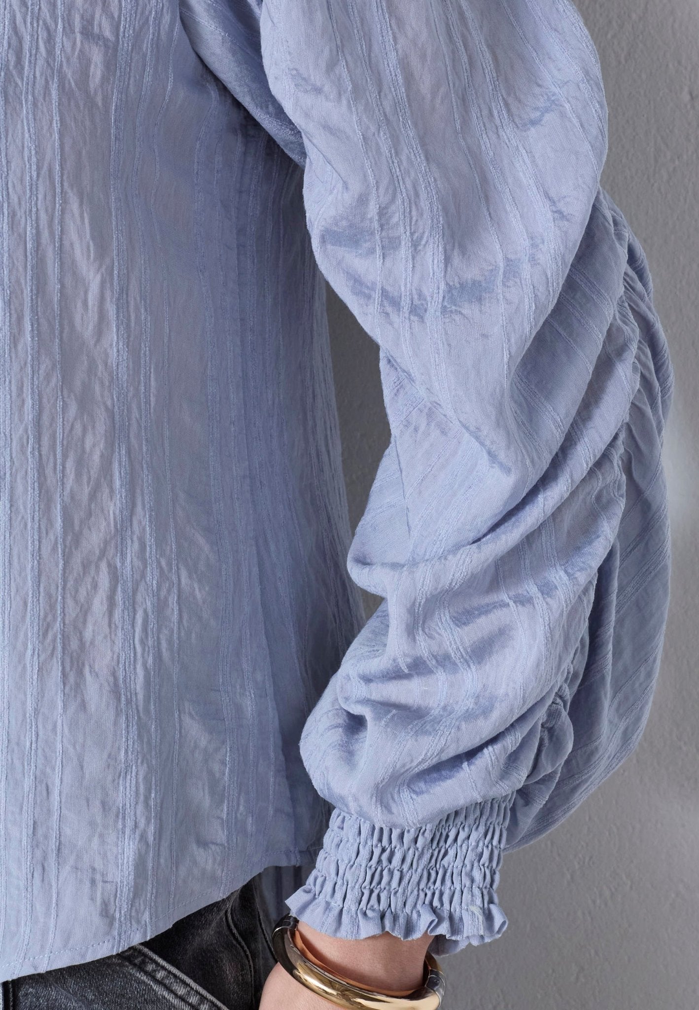 KesiCC Drape Sleeve Blouse - Pale Blue - Co'couture