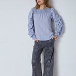 KesiCC Drape Sleeve Blouse - Pale Blue - Co'couture