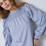 KesiCC Drape Sleeve Blouse - Pale Blue - Co'couture