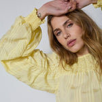 KesiCC Drape Sleeve Blouse - PaleYellow - Co'couture