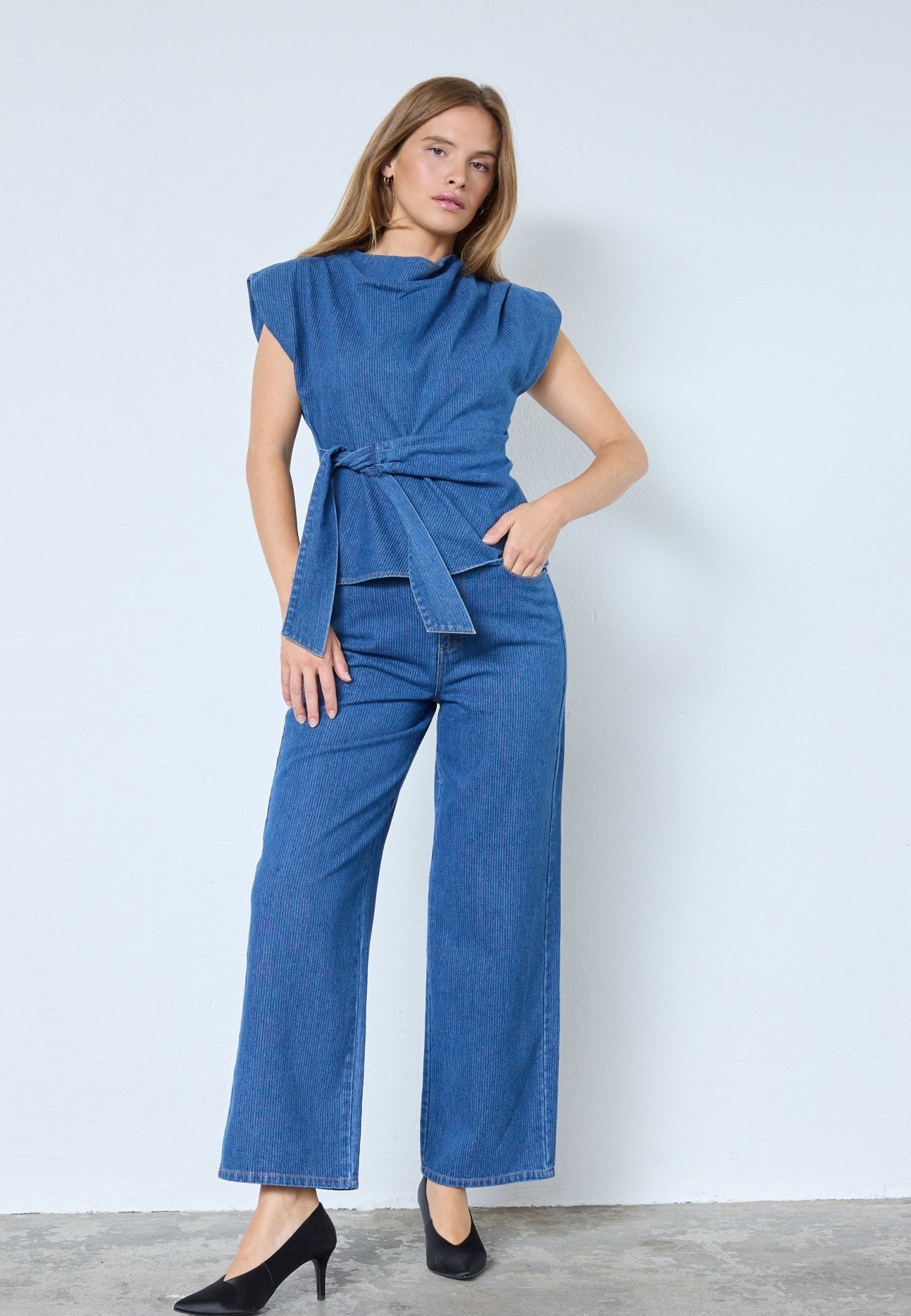 KimmyCC Pleat Top - Dark Denim - Co'couture
