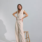 LeenaCC Linen Pleat Pant - Bone - Co'couture
