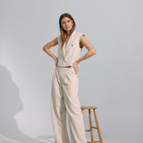 LeenaCC Linen Pleat Pant - Bone - Co'couture