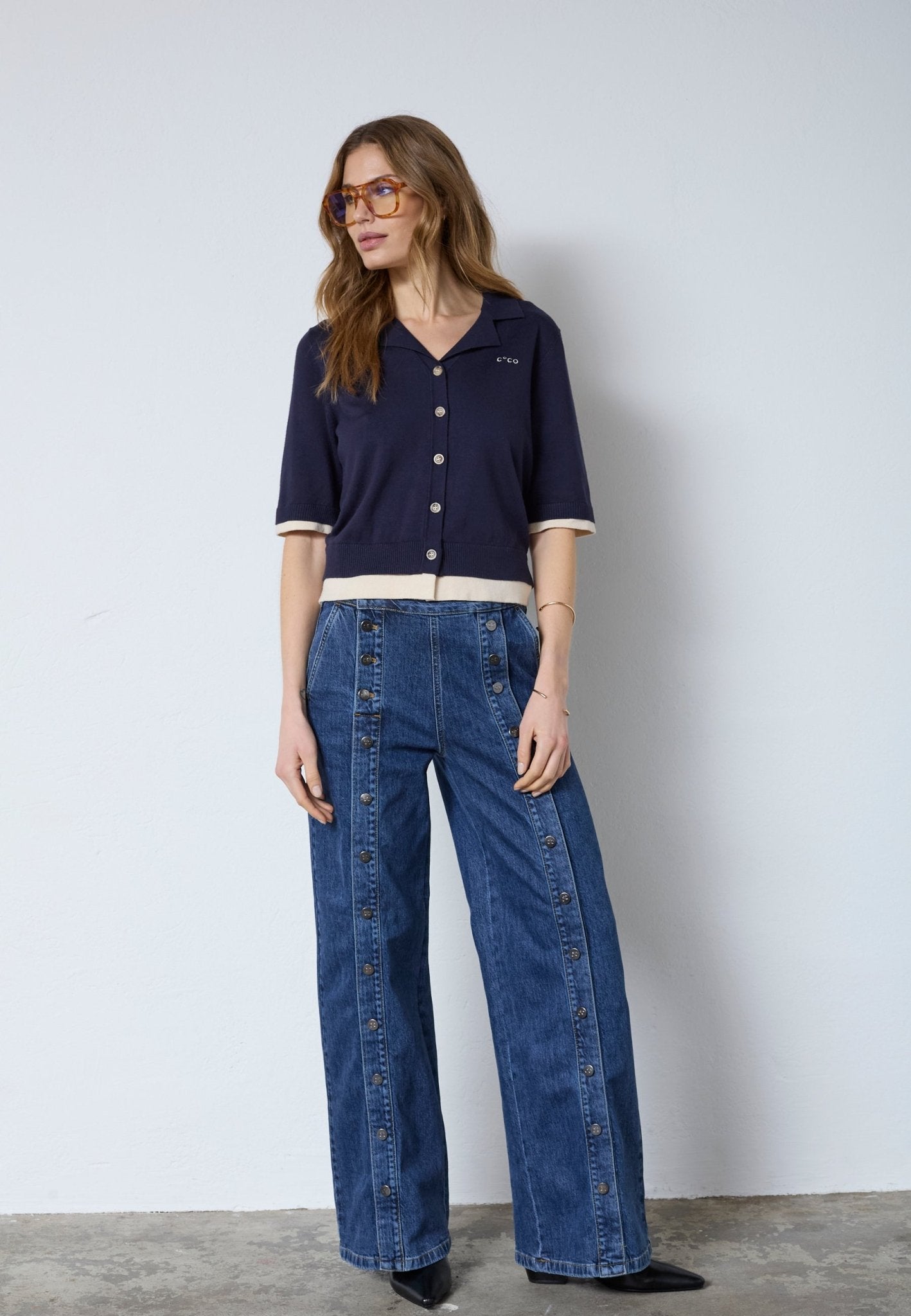 LueCC Crop Cardigan - Navy - Co'couture