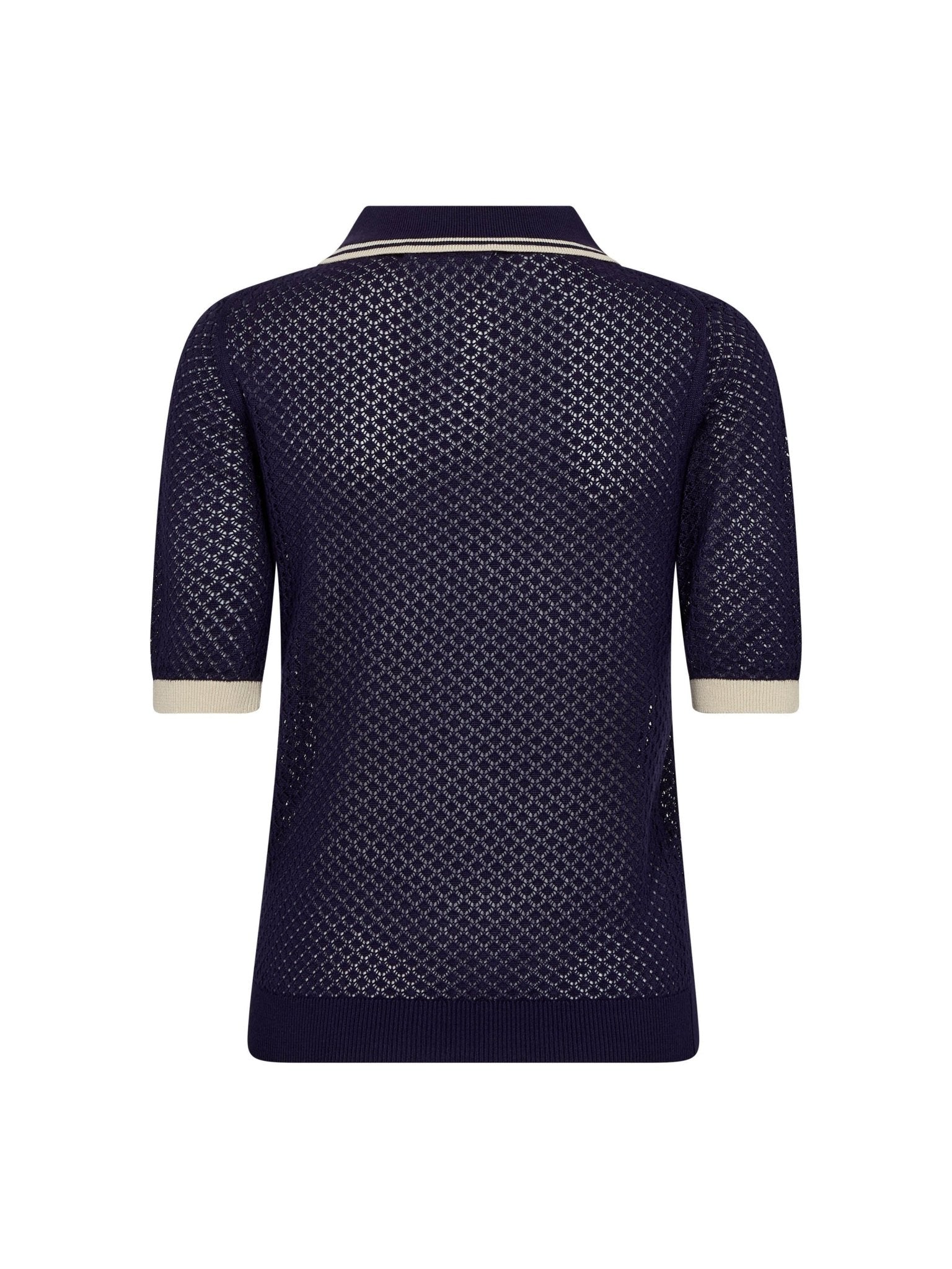 LueCC Pointelle Polo Knit - Navy - Co'couture